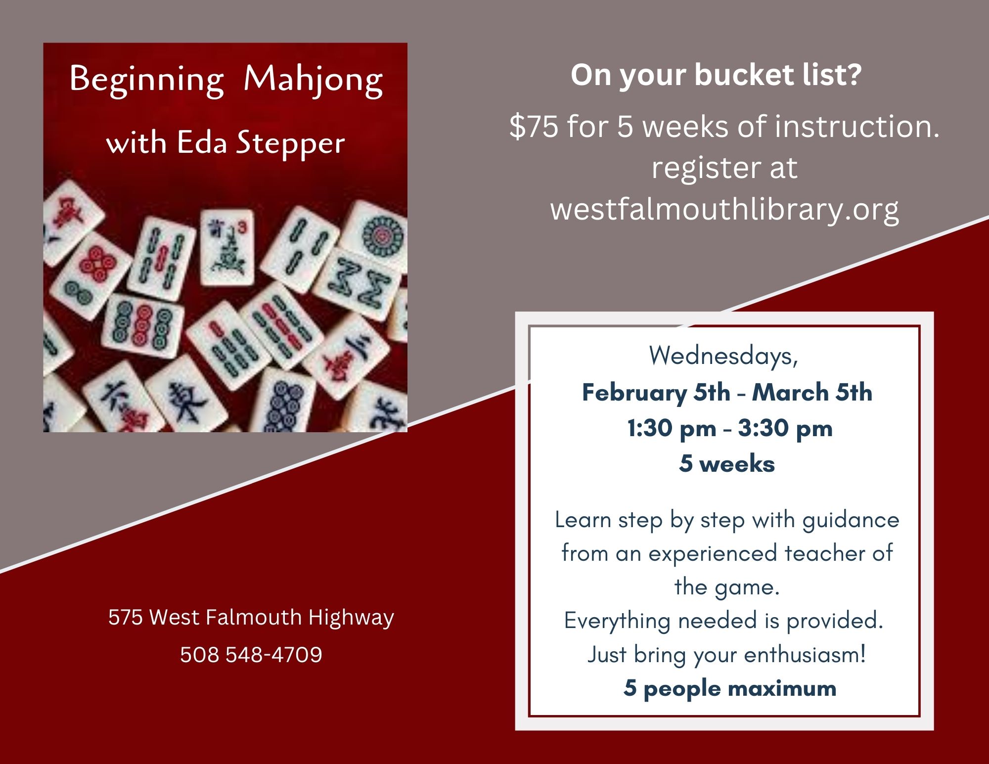 flyer for Beginners Mahjong